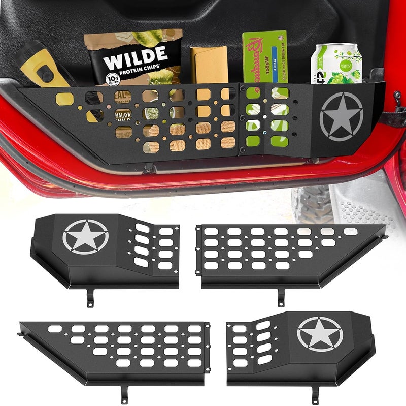 Eamplest Metal Front Door Storage Box Pockets Fit for Jeep Wrangler,Door Side Insert Organizer for Jeep Wrangler JL JLU 4XE 2018-2025 & Gladiator JT 2020-2025 Interior Door Storage Expansion Accessories 2PCS - Image 1